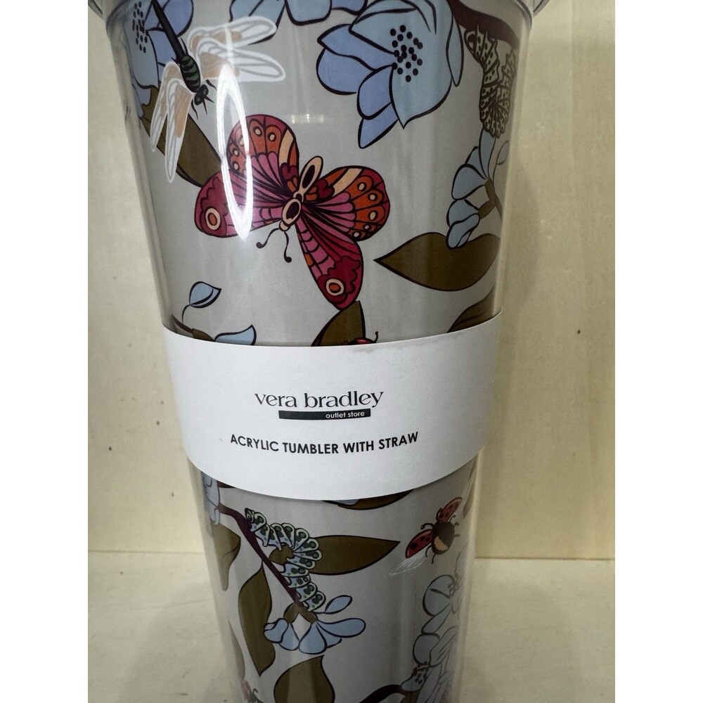 Vera Bradley Tumbler 24 oz with Straw Abuzz NWT